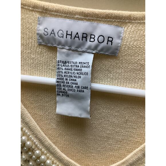 Sag harbor yellow pearl beads sweater XL - Picture 2 of 4